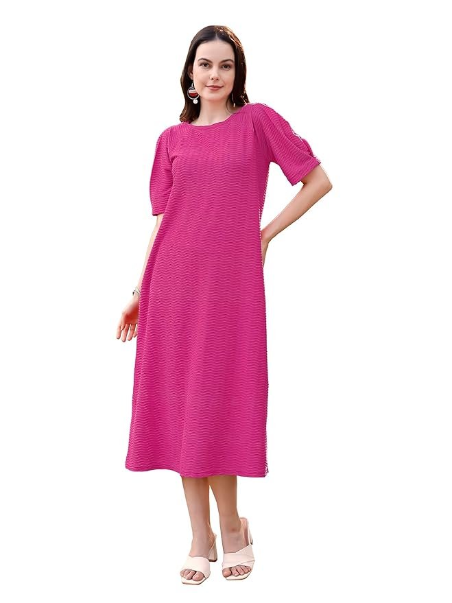 PURVAJA Women’s A-Line Below Knee Length Dress